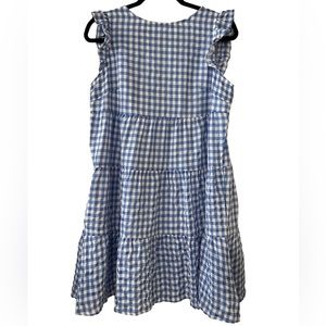 BRAND NEW — KIRUNDO-Amazon Blue & White Plaid Swing Mini Dress